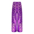 thumbnail image 4 of TiaoBug Kids Girls Sequin Pants Sparkly Wide Leg Trousers Hip Hop Jazz Dance Disco Party Rave Outfits Purple 6, 4 of 5