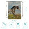 thumbnail image 5 of PIKWEEK There are two sizes to choose from: running horse chart, horse and flower drawstring backpack, zipper rope, leisure yoga gym, swimming, travel, and fitness backpack 13.7*19.6 in, 5 of 7