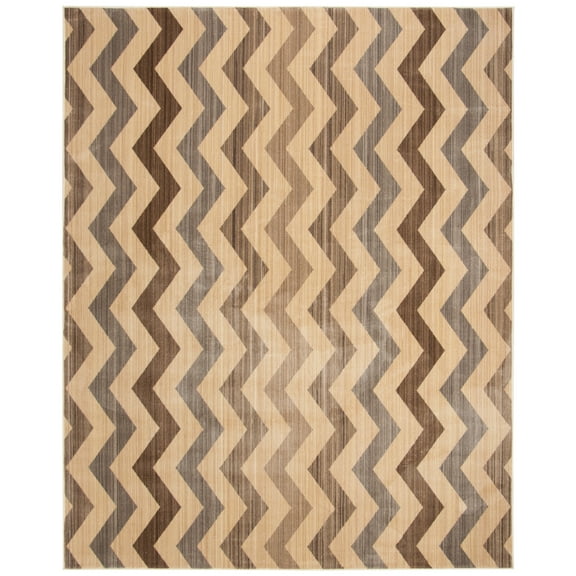 SAFAVIEH Infinity Alayna Overdyed Chevron Polyester Area Rug, Yellow/Brown, 8' x 10'
