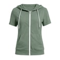 thumbnail image 7 of WRFWUL Womens Zip Up Short Sleeve Hoodies Open Front Fall Hooded Pullover Sweatshirt with Pockets, 7 of 7