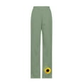 thumbnail image 4 of Wycnly Pants for Women Trousers for Women Vintage Cotton Linen Plus Size Loose Straight Leg Pants Fashion Sunflower Print Elastic Waist Long Pants with Pockets, 4 of 4
