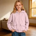 thumbnail image 2 of SGMVNU Girls Zip Up Hoodies Teen Casual Long Sleeve Full Zipper Sweatshirts Jackets with Pockets Fall Outerwear, Size 7-8 Year, zx1-Pink, 2 of 4