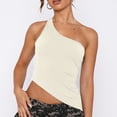thumbnail image 4 of UPPADA Womens One Shoulder Tops Summer Sleeveless Ribbed Tank Top Casual Cute Slim Basic Cami Tees for Beach Vacation,Tank Top for Women Casual Cropped Tanks Beige,XL, 4 of 6