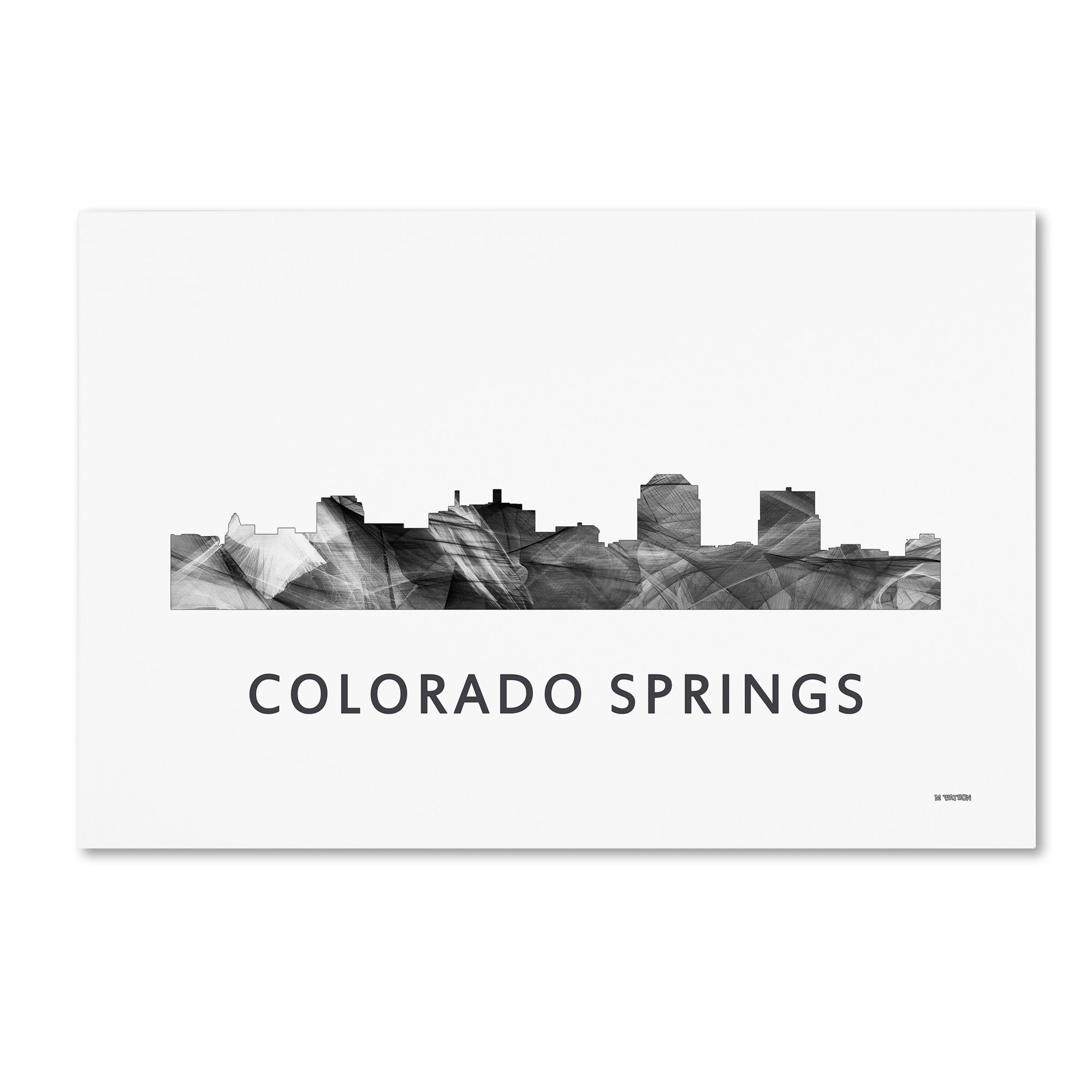 Trademark Fine Art 'Colorado Springs CO Skyline WB-BW' Canvas Art by Marlene Watson