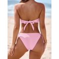 thumbnail image 6 of Two Piece Swimsuit for Women, Full Coverage Bikini, Womens Bikini Swimsuits, Swimsuit Bikini, Womens Wavy Edge Bandeau Bikini Strapless Tie Back Side String Bathing Suits Two Piece Swimsuit, Pink L, 6 of 6