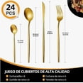 thumbnail image 3 of Juego De Cubiertos De Acero Inoxidable Con 24 Piezas, Cubiertos Para 6 Personas, Tenedor, Cuchillos Y Cucharas, Cubiertos Portatiles, Aptos Para Lavavajillas Set De Cubiertos Acero, 3 of 4