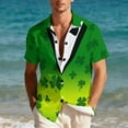 thumbnail image 4 of St Patrick's Day Shirts for Men Oversized Clovers Irish Shamrocks Printed Button Down Lapel Short Sleeve T Shirt Summer Casual Vacation Hawaiian Beach Blouse Top, 4 of 9