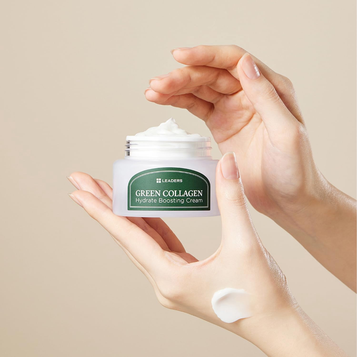 LEADERS Green Collagen Hydrate Boosting Cream – Vegan Moisturizer for Deep Hydration, Skin Elasticity, Firmness, & Anti-Aging – Plant-Powered Collagen Formula, Wrinkle Reduction, Skin Renewal – 50ml