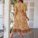 thumbnail image 1 of Vestido de manga corta, vestido floral informal con cuello en V y cintura alta con abertura ancha para el trabajo Demonsen None, 1 of 5