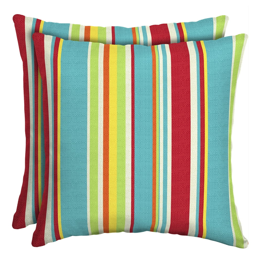 Mainstays Multi Stripe 16" Outdoor Throw Pillow, Set of 2