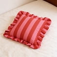 thumbnail image 6 of Striped Velvet Ruffled Throw Pillow with Insert for Sofa Couch Bed – Soft Decorative Accent Pillow for Living Room and Bedroom, 6 of 6