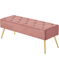 thumbnail image 2 of Topeakmart Modern Velvet Bench Upholstered Ottoman Footrest Stool Button Tufted with Gold Metal Legs, Pink, 2 of 11