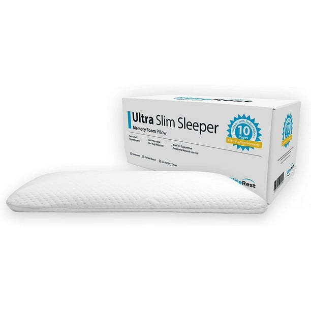 Ultra Slim Sleeper Memory Foam Pillow 2 5 Inches Thin Pillow For Back Stomach Sleepers Walmart Com Walmart Com