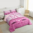 thumbnail image 3 of Manfei Letter Monogrammed Initial M Girl 3 Pieces Queen Comforter Set,Kawaii Bow Butterfly Ultra Soft Bedding Sets,Bling Pink Glitter Bedding Comforter Set,Lightweight Room Decor,Reversible, 3 of 8