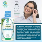 Tropical Oasis Eye Health Liquid Vitamin Supplement, 20/20 Vision Max, 20mg Lutein, 4mg Zeaxanthin, 4mg Astaxanthin, Vitamin A, C, E & Zinc, 32 fl oz, 32 Servings