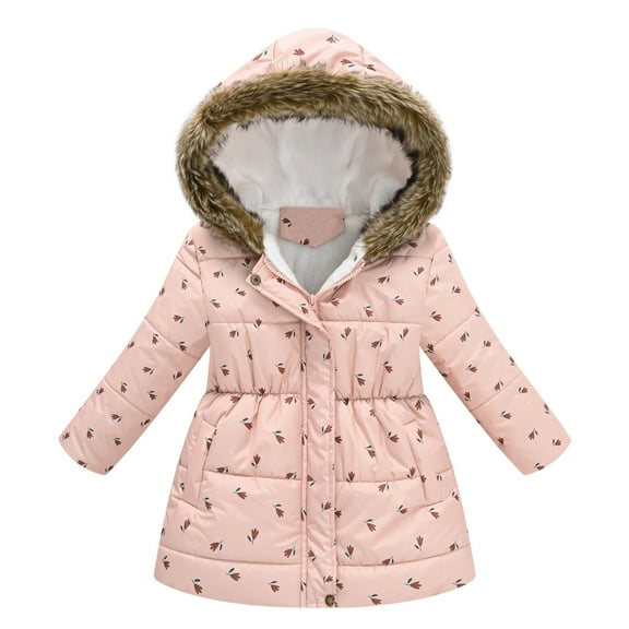 Toddler Winter Coat Kids Puffer Jacket with Pocket Zip up Hooded Coat Warm and Windproof Thick Parka for Girls 7-8 Years