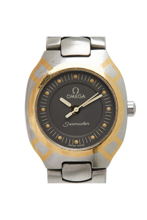Pre-Owned Omega Seamaster Polaris Quartz Watch, Gray Dial, Stainless Steel, Yellow Gold,...