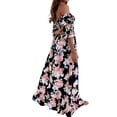thumbnail image 3 of DYMADE Women Plus Size Printed Slash Neck Elegant Loose Dress, 3 of 4