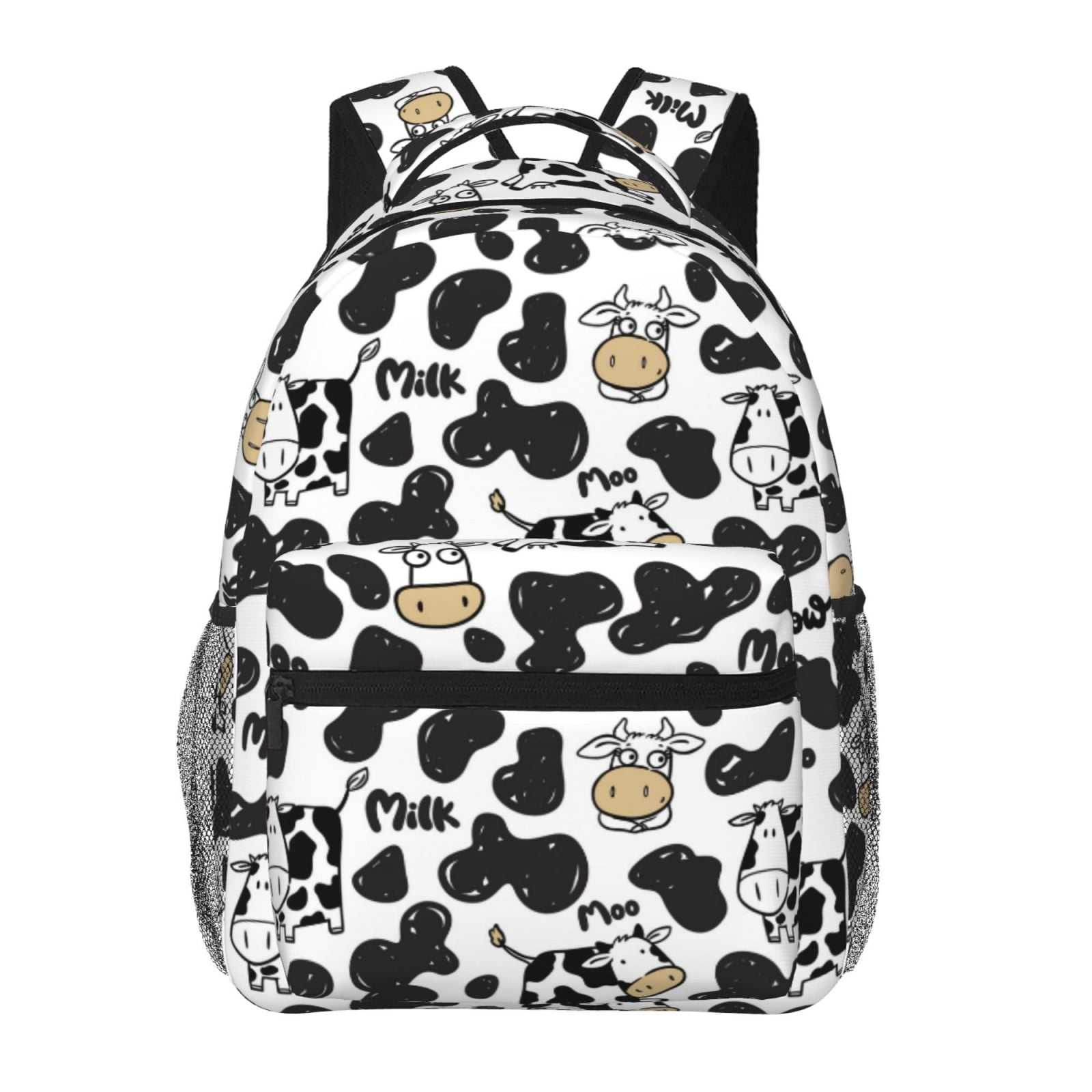 Ratiio Cow Print Eco-Friendly Casual Backpack, Water-Resistant Polyester Canvas Daypack with Smooth Zippers, Comfortable & Durable Travel Bag with Laptop Compartment