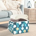 thumbnail image 3 of Yayeee Collapsible Cube Storage Bin with Lid Fabric Closet Decorative Basket with Handles, Blue White Geometric Patterns, 3 of 7