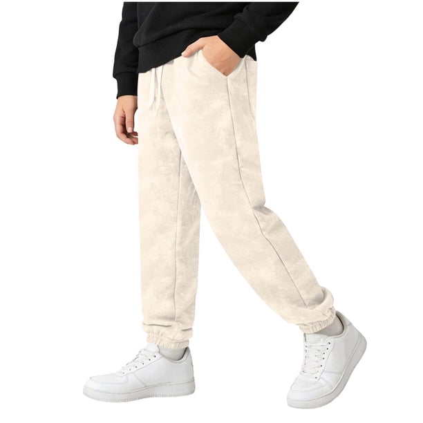 Pantalones de Tobillo de Cintura Elástica con Bolsillos Pantalones Deportivos Casuales para Adultos Y Niños, Tela de Nylon de Moda