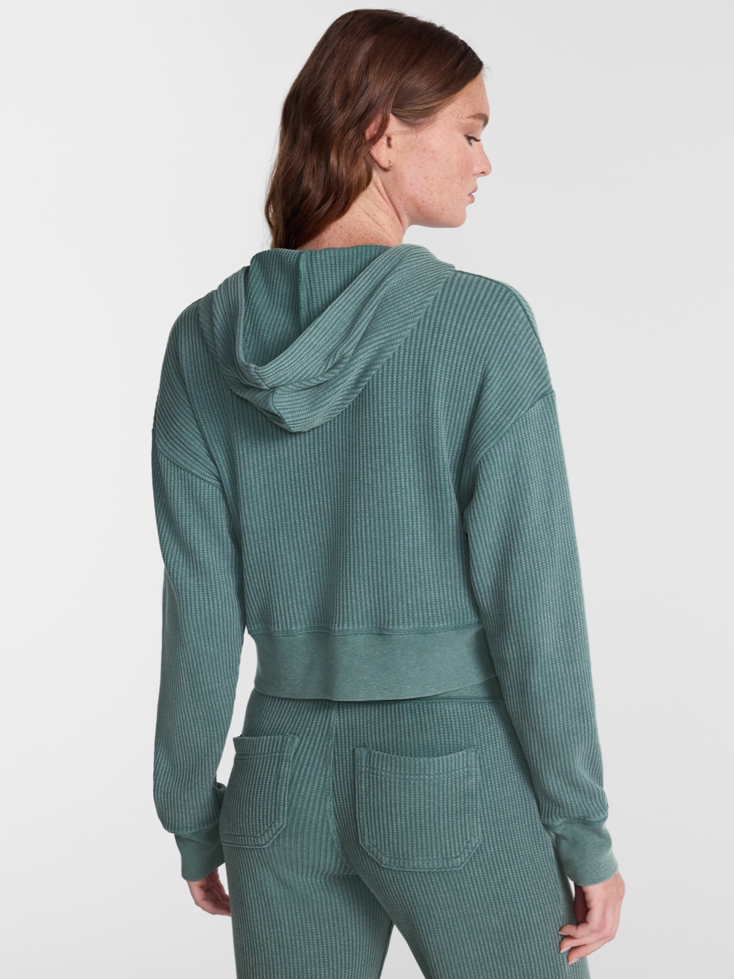 No Boundaries Waffle Knit Hoodie, Women's XXS-XXL