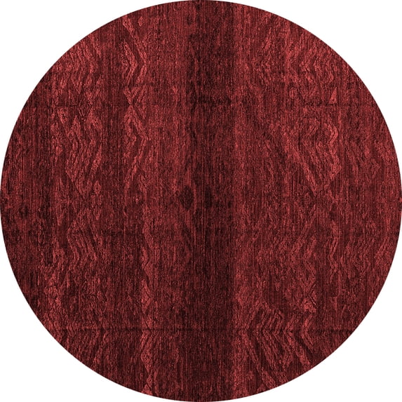 Ahgly Company Machine Washable Indoor Round Abstract Red Modern Area Rugs, 8' Round