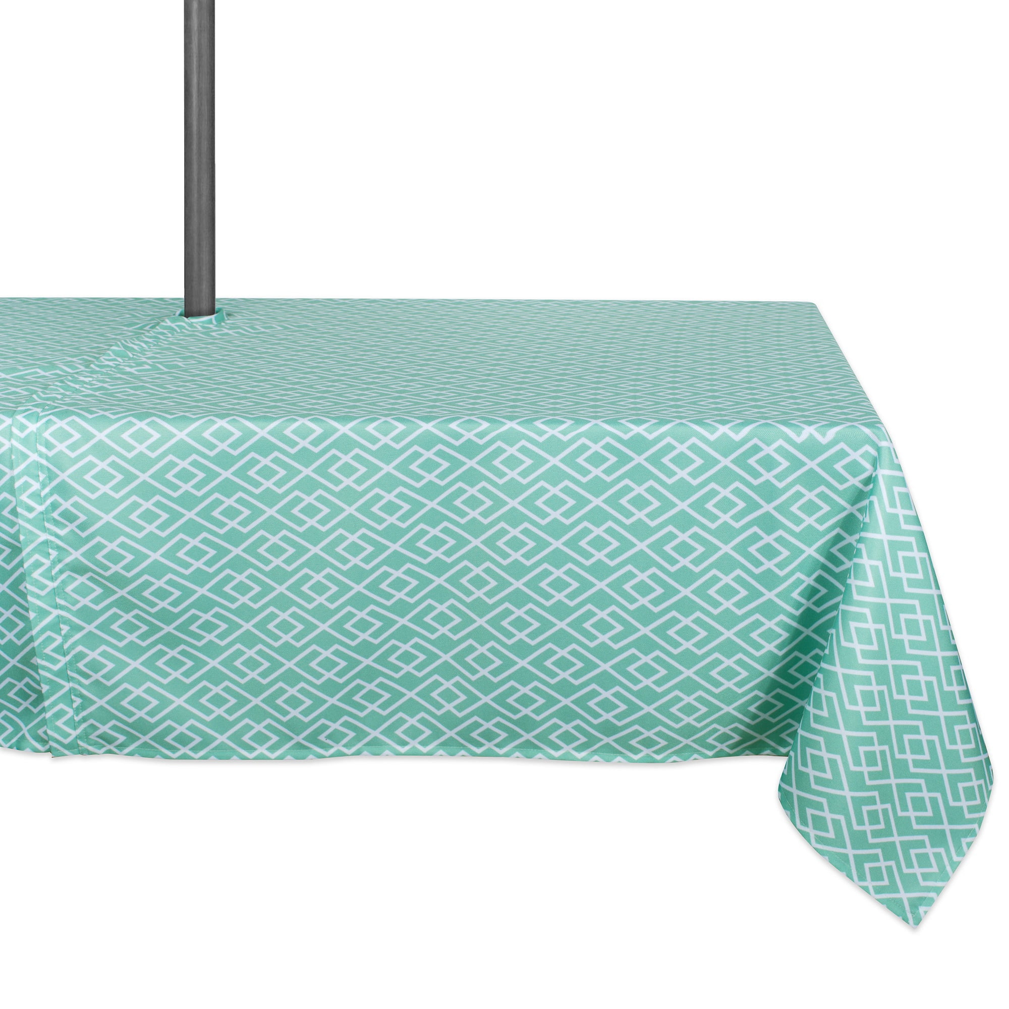 Aqua Green and White Diamond Pattern Outdoor Rectangular Tablecloth