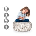 thumbnail image 2 of Botanical Storage Toy Bag Chair, Monochrome Design Butterfly and Flower Silhouettes Drawn by Hand, Stuffed Animal Organizer Washable Bag, Large Size, Dark Rosewood and White, by Ambesonne, 2 of 3