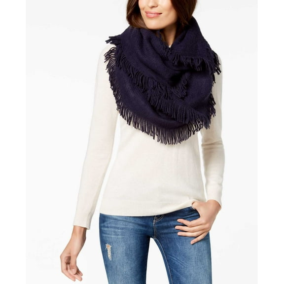 INC International Concepts Brushed-Knit Fringe Loop Wrap Scarves, Navy