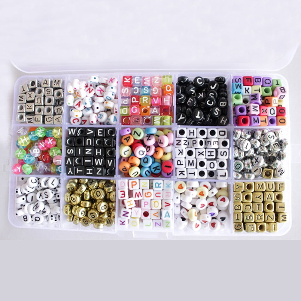 SHOWERORO 1100Pcs Acrylic Cube Letter Beads for Bracelets, , Assorted Colors, Perfect for Friends