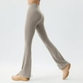 thumbnail image 3 of Girls' Cross High-Waisted Flare Leggings Stretch Bell-Bottom Pants for Dance Yoga Champagne M, 3 of 5