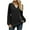Black, variant on WREESH Womens Fashion Dressy Shirts Solid Color Knit V-Neck Long Sleeved Hollowed Out Patchwork Loose T-Shirt Pullover Black