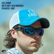 Costa Del Mar Sunglasses for Men - Permit Mens Polarized Sunglasses - Fishing, Boating & Beach UV Protection - Size 62 - Matte Gray/Blue Mirror 580G