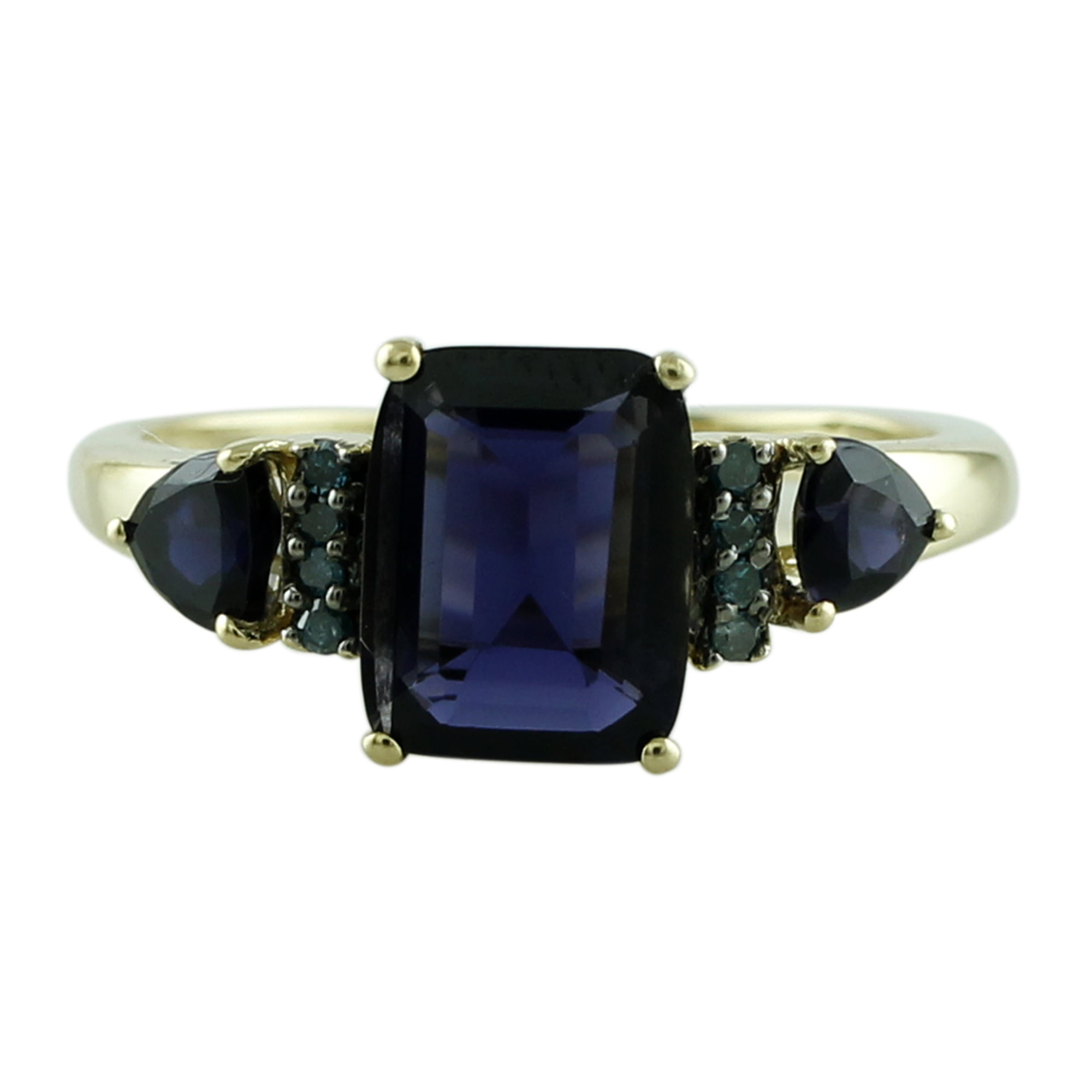 STERLING SILVER GENUINE IOLITE and AQUAMARINE RING FAST FREE SHIPPING !!