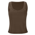 thumbnail image 4 of Wang6 Womens Oversized Camisole Tops with Built in Bras Trendy Spaghetti Strap Tank Tops Summer Sleeveless Loose Fit Crew Neck Solid T Shirts Tops Coffee XXL, 4 of 8
