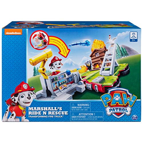PAW Patrol, Marshall's Ride 'n' Rescue, Transforming 2-in-1 Playset and Fire Truck, for Kids Aged 3 and Up