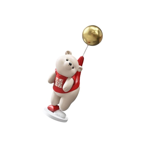 Creative Polar Bear Figurine Sculpture for Living Room Bookshelf Decor Red