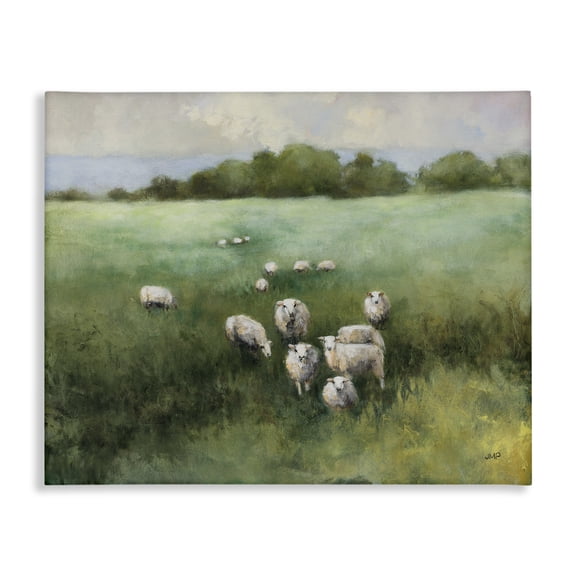 Stupell Industries Field Day Sheep Landscape & Nature Painting Wrapped Canvas Art Print Wall Art, 20 x 16