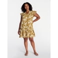 thumbnail image 2 of Time and Tru Women's Double Cloth Mini Dress with Flutter Sleeves, Sizes XS-XXXL, 2 of 6