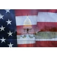 thumbnail image 2 of Flaherty, Dennis 18x13 Gold Ornate Wood Framed with Double Matting Museum Art Print Titled - Washington DC, US flag over US Capitol buildings, 2 of 4