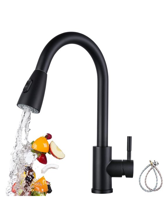 Kitchen Faucet Stainless Steel with Pull Down Sprayer Brushed Nickel Commercial Modern High arc Single Handle Single Hole Pull Out Kitchen Faucets