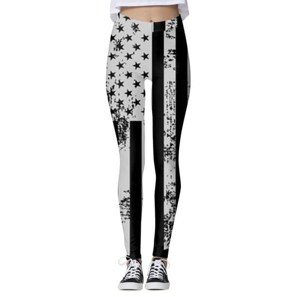 Gibobby Leggings deportivos mujer para yoga Leggings deportivos estampados del 4 de julio para mujer Pantalones de yoga(Negro,G)