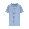 thumbnail image 6 of Craaazy Women's Summer Solid Color Short Sleeve Topss, V Neck Ruffle Trim Casual Shirt, Loose Fit Comfy Blouse for Everyday Outfits Gifts, 6 of 6