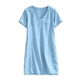 thumbnail image 3 of FRSASU Robe d'Été 100 % Coton pour Filles, Tendance, Col en V, Décontractée, Bohème, Robe Soleil, Printemps, Plage, Fluide, Vacances, Mini, Bleu, 3 of 8