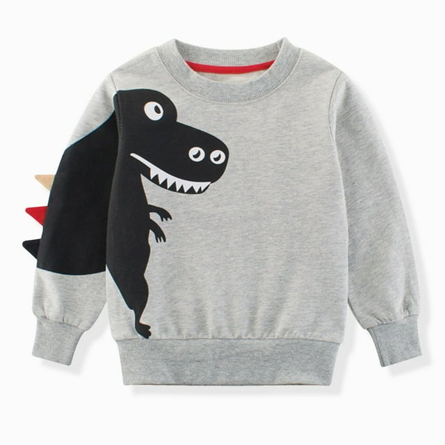 dmqupv Chandails pour Adolescentes Chandails pour Fille Col Rond Manches Longues Chandail en Coton à Enfiler Haut Graphique Chandail Chemises Gris, Taille pour 3-4 Ans