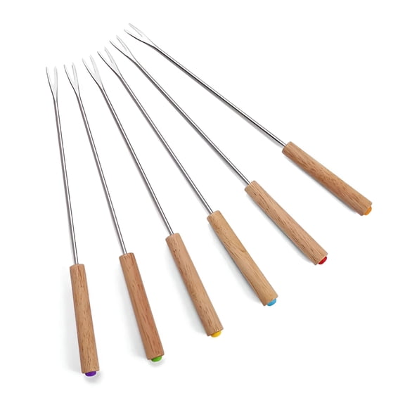 ACDANC 2026 New 6 Packs Roasting Sticks with Wooden Handle Smores Skewers for Fire Pit Long Camping Fork Hot Dog Sticks for Campfire Cooking Grill Accessories Outdoor Bbq