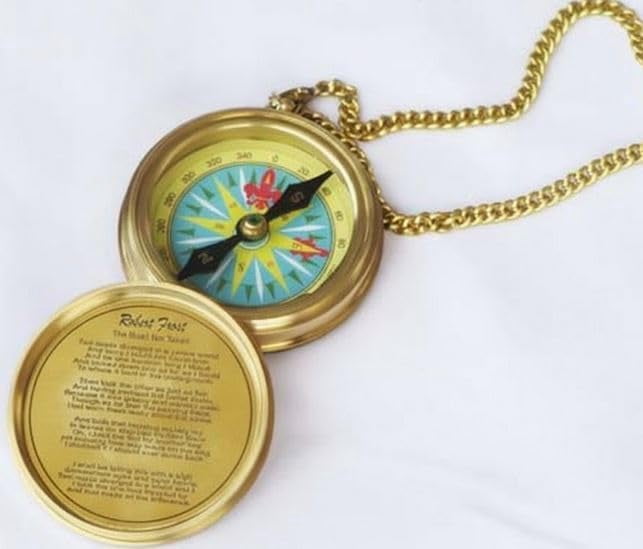Maritime treasures Vintage Brass Pocket Compass with Chain | Antique Nautical Magnetic Compass | Collectible Navigation Instrument | Gift for Sailors, Hikers, Collectors