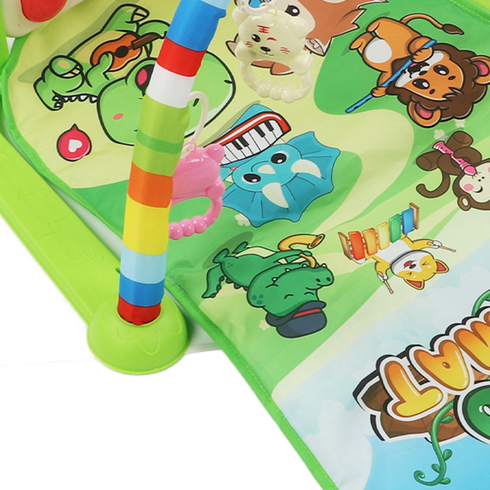 LAZIOEGR Baby Gym Activity Mat Kick & Play Piano with Musical Toys, Educational Sound and Light Playmat for Infants and Newborns, Green