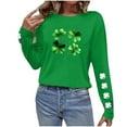 thumbnail image 5 of Erwazi Women's St Patrick's Day T-Shirt Green Long Sleeve Crewneck Shamrock Tees Tops, 5 of 6